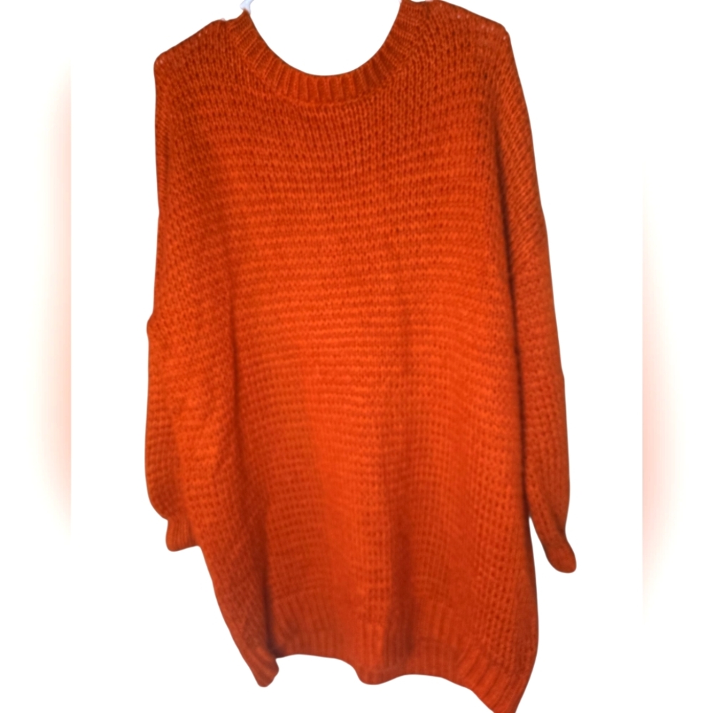 Anthropologie Sadie And Sage Burnt Orange Long Oversized Knit Sweater Dress Sz S